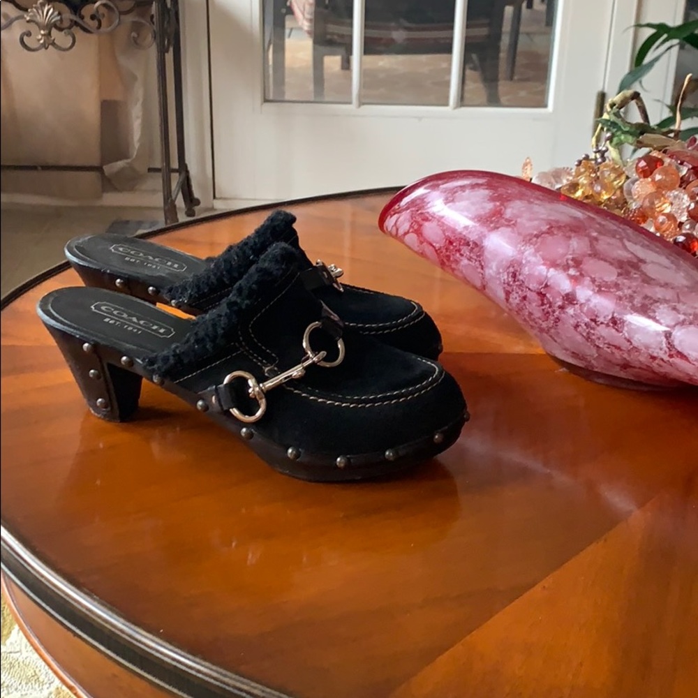 Coach Black Mules with Silver Accents